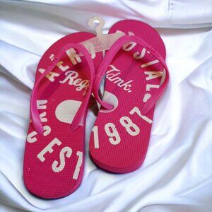 Womens Aeropostale  Pink and White 1987 Flip Flops Size 7/8 NWT